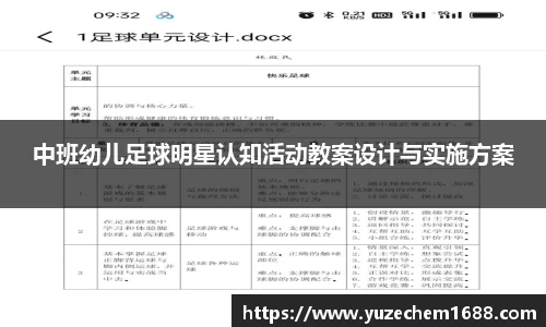 中班幼儿足球明星认知活动教案设计与实施方案